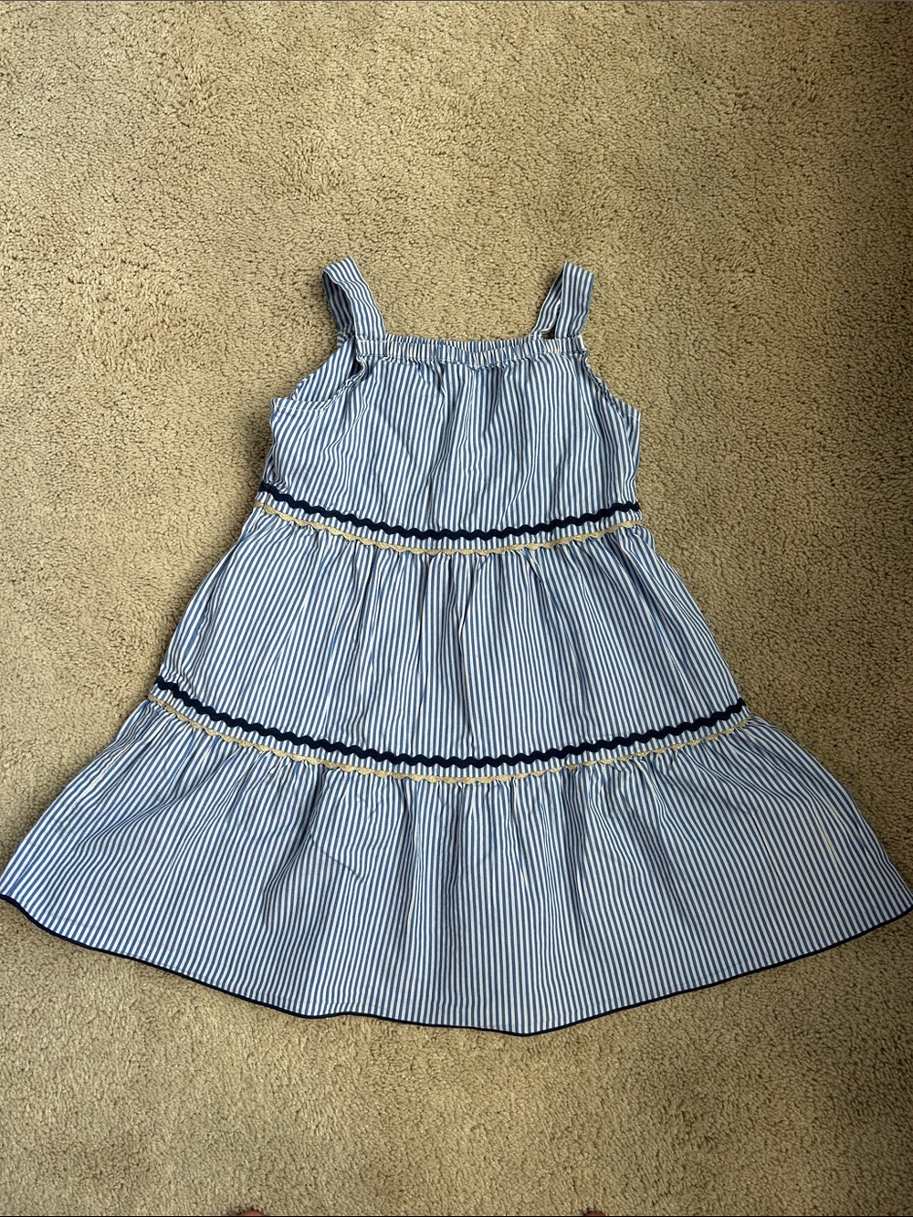 Crewcuts Blue and White Striped Girls' Sundress, 6